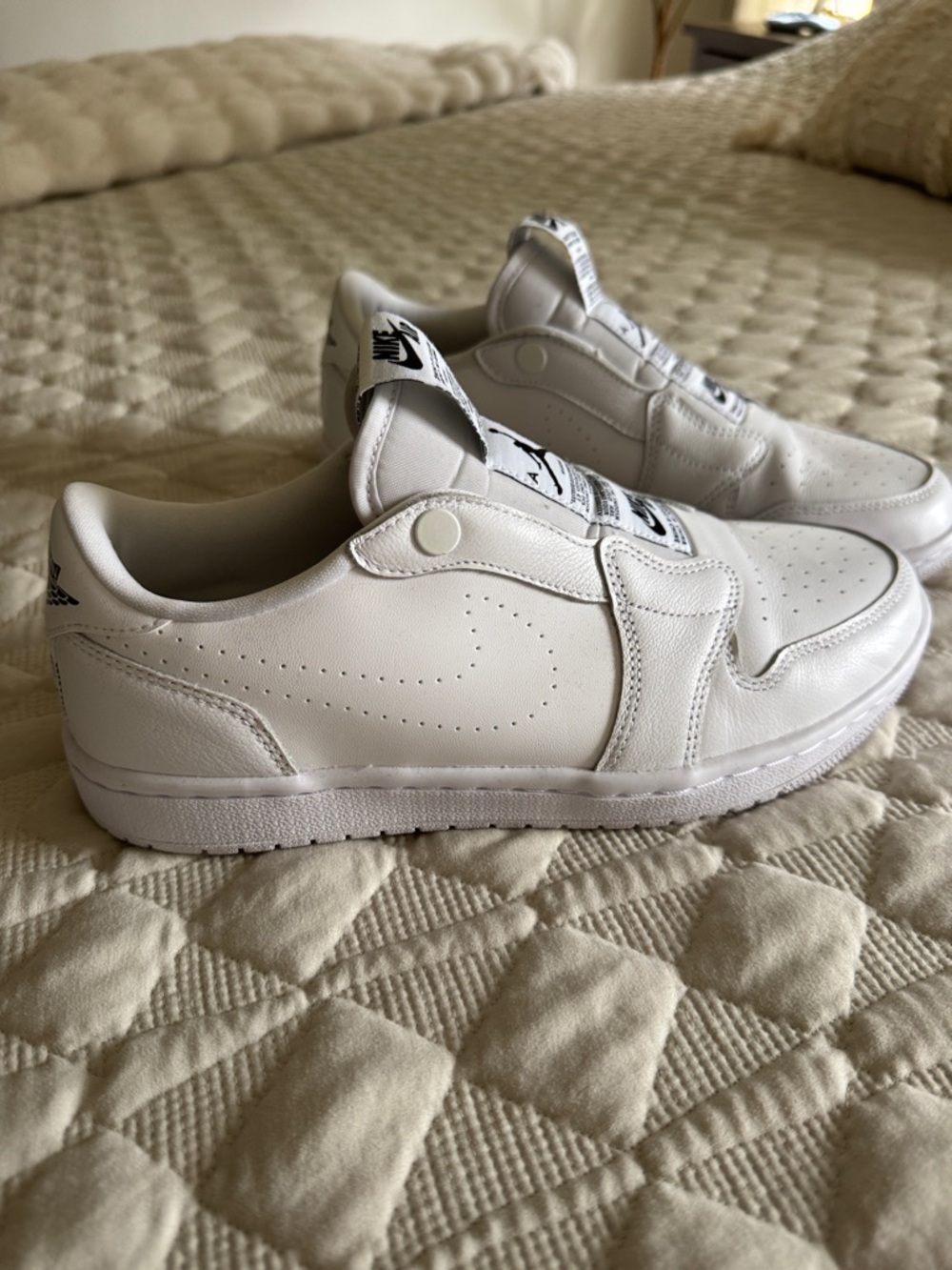 Nike Air Jordan All-White Low-Top Leather Sneakers